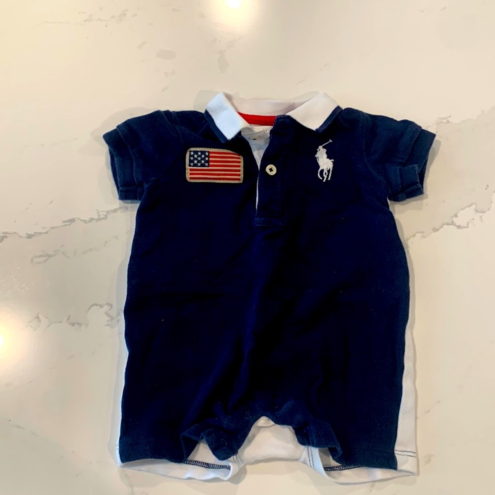 Ralph Lauren baby boy American flag onesie/romper